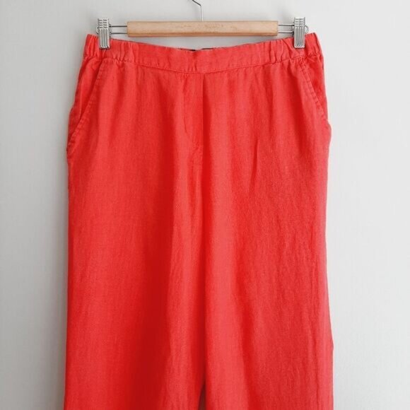 ELLEN TRACY 100% Linen Pull-on Elastic Waist Light Pants Pink Sz 6 - Picture 3 of 12